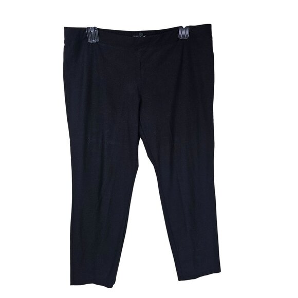 Eileen Fisher Black Pull On Pants 1X Stretch Straight Ankle Office Minimalist - Picture 1 of 7
